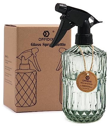 OFFIDIX Pflanzennebel, Handdruck-Sprühflasche mit feiner Nebel, 0,43 l, Glas-Sprühflasche mit verstellbarer Düse für Innen- und Außenbereich, Gartenarbeit oder Hausreinigung (hellgrün)