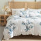 Freyamy Bettwäsche 200x220cm 3teilig Weiß Blau Blumen Rüschen Wendebettwäsche Microfaser Weiche Bettwaren-Sets Romantisch Mädchen Bettbezug mit Reißverschluss und 2 Kissenbezug 80x80cm