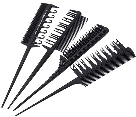 4 Pièces Peigne De à L'huile Cuite En Surbrillance Kit Decoloration Cheveux Peigne De Mèches Mèches Professionnel Pays Pour Cheveux Fibre De Carbone