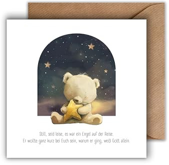 Carte de condoléances pour enfant étoilé avec enveloppe – Carte de condoléances avec message adorable - Carte de condoléances sincère - Carte de condoléances sensible - Pour perte d'enfant, fausse