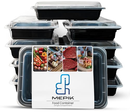 MEPIK 10 Pack Meal Prep Containers Reusable, BPA-Free Food Storage Containers, Microwave, Freezer & Dishwasher Safe Single-Compartment Plastic Food Containers with Lids
