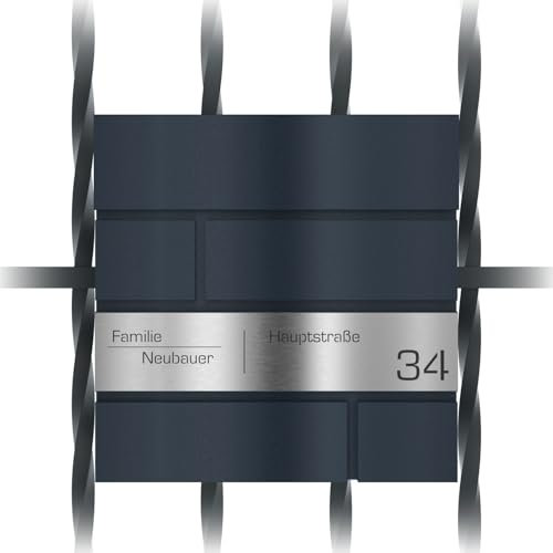 Graviers Design Cassetta postale moderna per recinzione in antracite RAL 7016 - Incisione in acciaio inox Personalizzazione - Cassetta per lettere con fissaggio alla recinzione Design 2