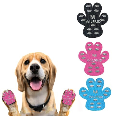 VALFRID Protezione Antiscivolo per Zampe di Cane, Grip Sicuro su Pavimenti Scivolosi Legno, Autoadesivo Resistente Cane Calze Scarpe per Cani Sostituzione Multicolori 60 pz M