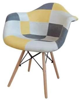 Sedia in Legno di Faggio e PP in Stile Patchwork Cucita a Mano