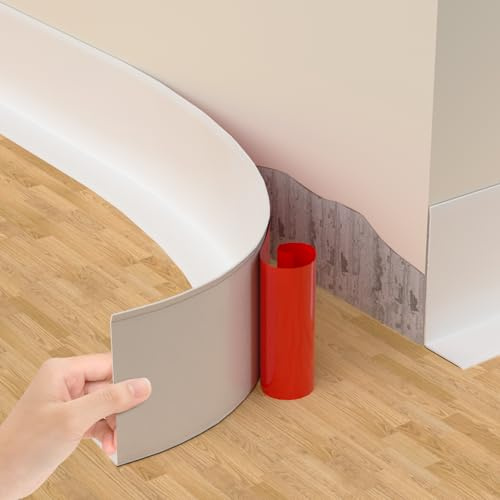 Flexible Sockelleiste Selbstklebend Weiß (6m) – 7cm Pvc Fußleiste Und Knickleiste Für Bad, Küche, Unebene Wände – Wasserdichter Wandabschluss Ohne Bohren (Inkl. Rakel) – Weichsockelleiste 50x20mm