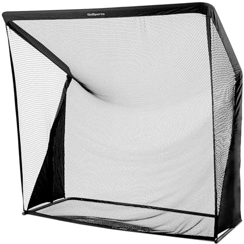 GoSports 8 x 8 ft Elite Golf Net with LoftGuard Canopy and Steel Frame - Indoor & Outdoor Practice Golf Hitting Net