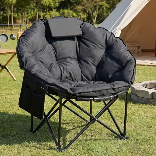 LIFERUN Chaise Pliante Camping 150KG, Chaise Rembourrée extérieur,Moonchair