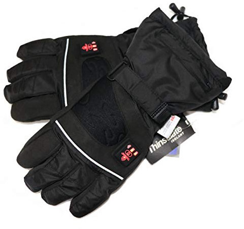 Thermrup Beheizbare Handschuhe mit 4 Stufen Temperaturregler, wasserabweichend atmungsaktive, Akkubetrieb (S),schwarz