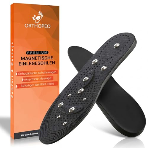 ORTHOPEO Akupressur innersulor magneter för män (upp till storlek 45) I 1 par I magnetiska ortopediska innersulor för blodcirkulation och fotmassage I fotreflexzonsmassage I skoinlägg med magneter
