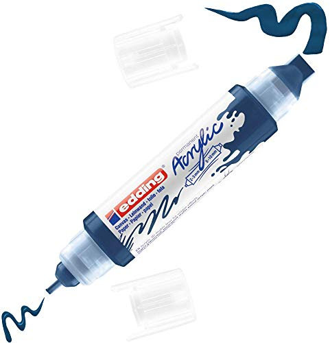 edding 5400 Acryl 3D Double Liner - dunkel-blau - 1 Acrylfarbe Tube - Doppel-Spitze 2-3,5-10 mm - Acryl Farben zum Malen auf Leinwand, Malpapier und Holz - Acrylstifte wasserfest in Künstlerqualität