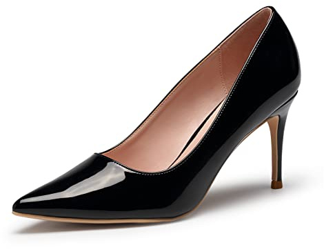 GENSHUO Talon Haut pour Femme,3.15IN / 8CM Talons Aiguilles Chaussures Bout Pointu Stiletto Talon Pompes Robe de Pompes Soirée de Mariage High Heels Noir,37.5 EU