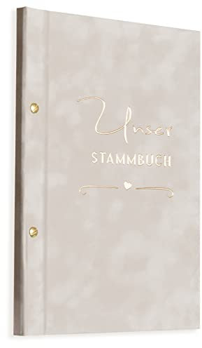 A4 Stammbuch Rina helles Grau Stammbuch der Familie Hochzeit Standesamt incl. 11 Prospekthüllen