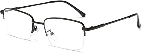 LJCZKA Occhiali Luce Blu Mezza Montatura Rettangolari Uomo Donna, Montatura Occhiali da Vista in Metallo Antiriflesso per Computer Gioco Lettura