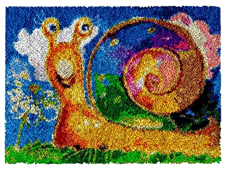 ROCKY&CHAO Myriad Choices Latch Hook Kits, DIY Latch Hook Rug Kit, Cross Stitch Rug Making Kit, Carpet Making Crochet Kits Embroidery Kits Needlework Crafts for Home Decor, 50X38CM, Snail