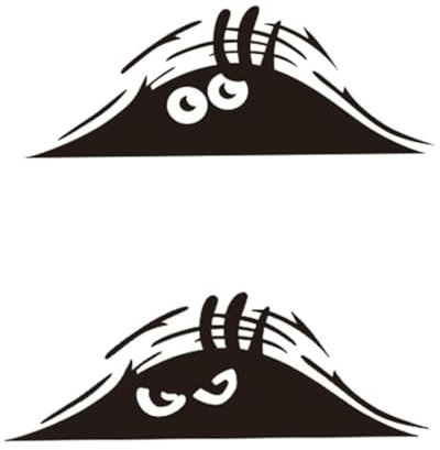 WJRQD 2 Pcs 3D Funny Peeking Monster Cartoon Auto-Aufkleber,Peeking Monster Scary Eyes Autoaufkleber Peeking Elf Autoaufkleber Wasserdichter Autoaufkleber Smile and Anger Autoaufkleber (Schwarz)