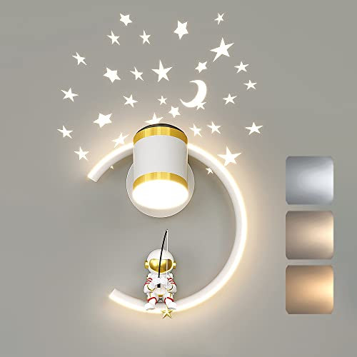 KZT Aplique Pared con foco LED Interior Regulable Lámpara de Pared Infantil Moderna Lámparas de cabecera Astronauta Creativo Luz de Pared para habitación de bebé Dormitorio Niños cabecera Salón, 12W