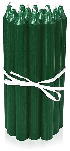 LUMELY dänische Premium Stabkerzen Grün, 12er Pack, Höhe 18cm, Ø 2,2cm, Brenndauer ca. 8 Stunden, zylindrische Leuchterkerzen, Deko Kerzen Set, Kerzen Skandinavisch