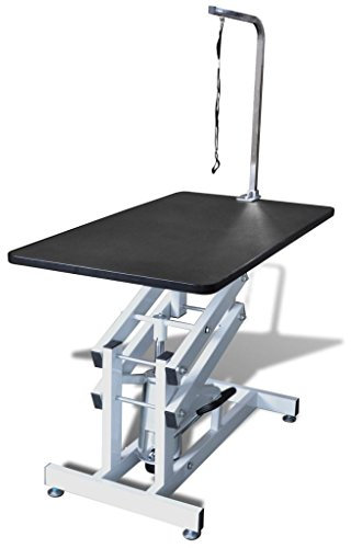 Gecheer Hydraulische Höhenverstellung Faltbare Trimmtisch 115 x 60 x 128-177 cm für Fellpflege Hause, oder bei Hundeausstellungen,Schertisch Pflegetisch Mit passenden Trimm-Schlaufe,Bis 60 kg