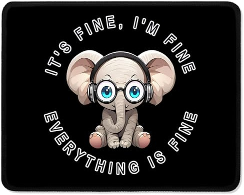 ITNRSIIET Mouse Pad with Stitched Edges, Premium-Textured Mouse Mat Pad, Non-Slip Rubber Base Mousepad for Gaming Laptop Computer & PC 260×210×3mm,Pretty Fine Elephant