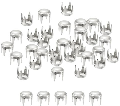 QUARKZMAN 160 Piezas de Remaches Redondos de Cúpula Plateados, Tachuelas de Espiga de Latón de 3.5mm, Puntos Punk Rock, Cabezas de Clavos de Garra, Cuentas de Clavos