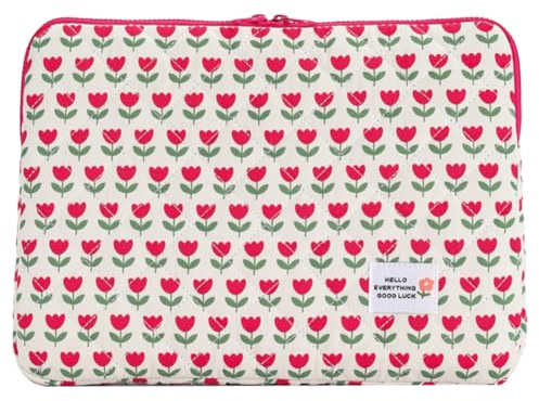 AZURAOKEY Funda para portátil con diseño floral Kawaii, funda protectora suave para laptop, funda de transporte estética, con cremallera, compatible con portátiles de 13 pulgadas