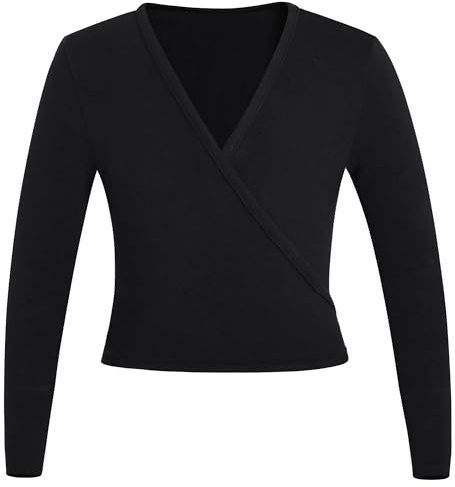 ETRYOX Top per la Danza Classica Top Avvolgente for Danza Classica for Ragazze, Cardigan da Danza a Maniche Lunghe, da Annodare in Vita for i più Piccoli(KD7001-06,M)
