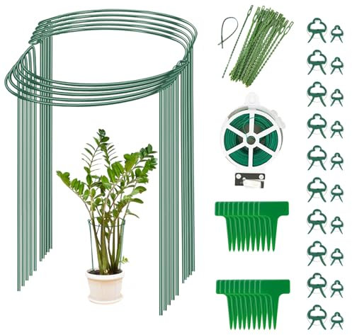 10pcs 10'' x 16'' Plant Supports for Outdoor Plants – Heavy Duty Metal Frames for Climbing and Tall Plants, Ideal for Peonies, Hydrangeas, Roses, Tomatoes, and Vegetables (25cm x 40cm)