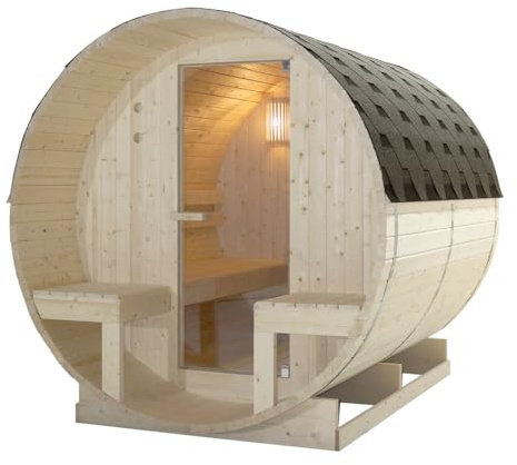 Bagno Italia Sauna da esterno 189×220 cm Finlandese a forma di botte con stufa