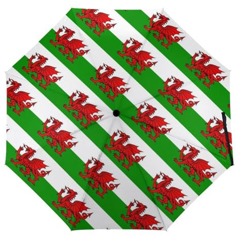 Welsh Dragon Flags Travel Compact Umbrella 3 Folds Windproof Umbrellas Automatic Portable Umbrella Automatic