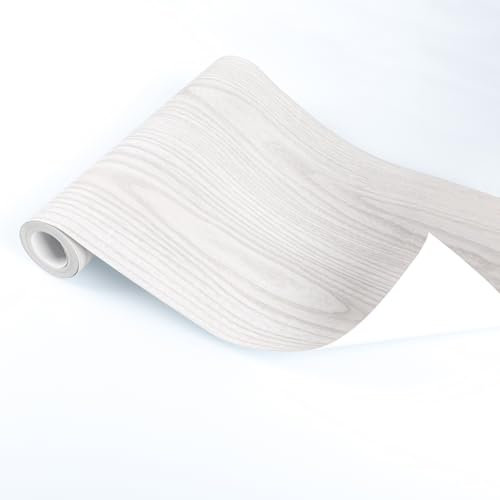 Self Adhesive Floor Planks, Floor Tiles Self Adhesive, Vinyl Flooring Waterproof Peel and Stick for Bathroom Kitchen Living Room Grey White Wood PVC 30X300cm