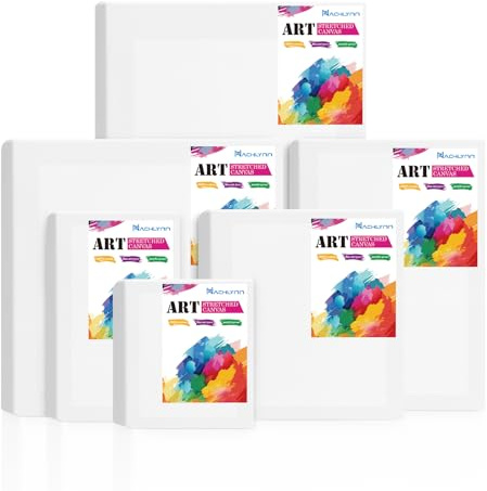 NACHLYNN 6 Stück Leinwand Set - 7x7, 10.7x10.7, 15x15, 9x14, 13x18, 22.5x32.5cm, Baumwolle Künstler Leinwände zum Malen Keilrahmen Weiß Malen Canvas für Acryl Ölgemälde Studenten und Profis