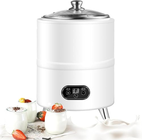 Generico Yogurtiera Commerciale, Macchina for la Fermentazione Automatica dello Yogurt da 400W, Fermentatore Elettrico for Incubatrice for Yogurt Domestica,White-8L