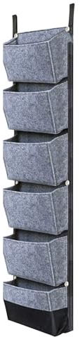 Horett Sacchetti di coltivazione appesi con 6 tasche per la creazione di giardini verticali, fioriere appese, sacchetti da parete traspiranti, sacchi da coltivazione parete (Grigio)