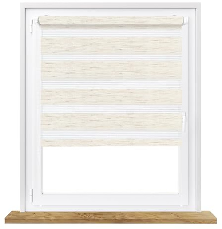 Fenster DEKOR - Rollos für Fenster Bahamabeige - Klemmfix Rollo ohne Bohren B40 x H150 cm - Doppelrollo mit Stoffbreite 40 cm - Blickdichte Rollos, einfach zu montieren