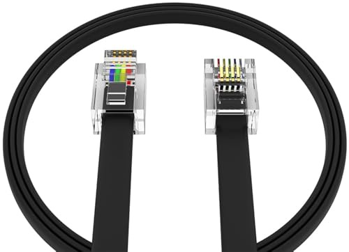AmzPRO AmzDeals 2-Pack 5 Feet Black Telephone Cable 6P4C RJ11 Male to Male, Made in USA Pro Grade Phone Line Cord