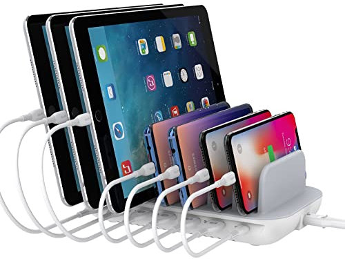 SooPii Estación de Carga USB C, estación de Carga para computadora portátil de 7 Puertos y 70 W con un Puerto de Suministro de energía de 30 W