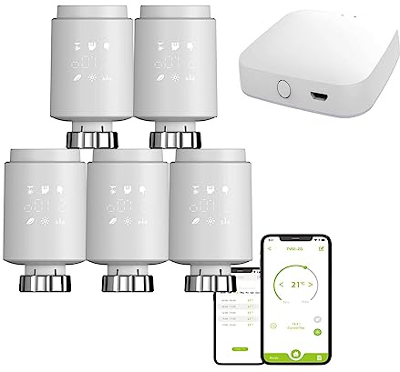 Qiumi Valvola del radiatore del termostato Zigbee, termostato programmabile intelligente, riscaldatore di temperatura, eTRV, Alexa, controllo vocale Googlehome, il tipo di connettore è M30 x 1.5