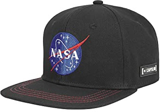 Cap Herren 100% Baumwolle, Tracker Kappe Herren, NASA-Logo, Bequem, Schwarz, Einheitsgröße