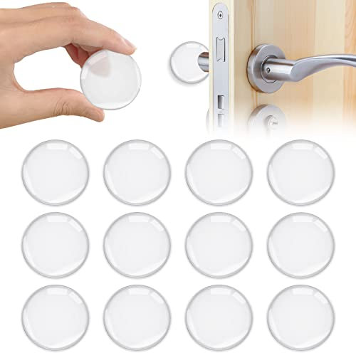 Vicloon Door Stopper, 12Pcs Wall Door Handle Stopper, Silicone Transparent Round Wall Protector, Self-Adhesive Door Stops Door Handle Bumper Pads for Wall, Fridge, Cabinets (1.57inch)
