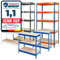 KARAT schwerlastregal - Steckregal, Kellerregal, Lagerregal, Werkbank - Traglast bis 1250 kg - Schnelle Montage & Standsicher (Blau, 180 x 90 x 60 cm)