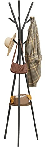 WOLTU Garderobenständer, freistehender Kleiderständer Metall, Garderobe in Baumform, mit 9 Haken und 1 Ablage, für Kleidung Hüte Taschen, für Wohnzimmer Büro, Höhe 180 cm