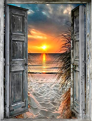 DPHERO Diamond Painting Sonnenuntergang Diamant Painting Bilder Diamond Painting Erwachsene Tür Diamond Painting Bilder Diamant Bilder Kinder DIY Cross Stickerei Malerei Kits Wand Dekor 40x50cm