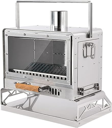 HACSYP Camping wood stove, Portable Tent Stove with Chimney Pipe, Outdoor Wood Burning Stove, for BBQ, Grill, Hiking, Backpacking, Traveling, Picnic
