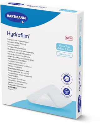 Hydrofilm transparent Folienverband 6 cm x 7 cm, 10 Stück Einzeln steril eingesiegelt