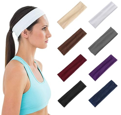 SYEYCW 8 Stück Haarband Damen, Stirnband Sport Damen, Elastische Stirnbänder, Weiches Elastisch Haarreife, Anti-Rutsch Thin Haarband für Frauen Yoga, Laufen, Radfahren, Fitness Headbands (8 Farben)