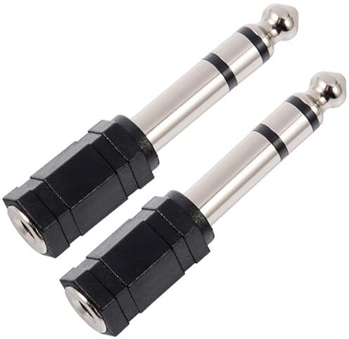 2 Pezzi Adattatore per Cuffie, 6,35 mm Maschio a 3,5 mm Femmina Adattatore Jack Stereo Placcato, Adattatore Stereo HiFi per Cuffie, Microfono