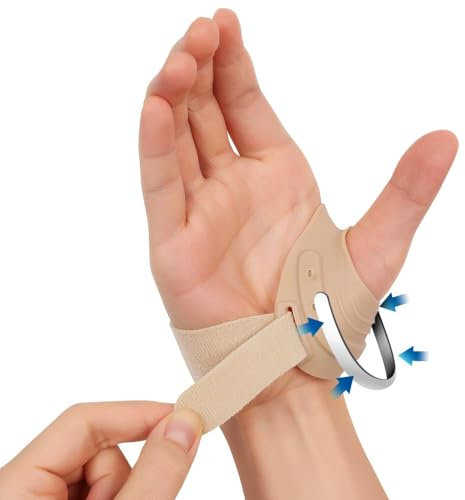FORTEMOTUS Orthèse de Pouce CMC pour Arthrose, Attelle de Doigt Stabilise l'articulation de la selle du pouce, Soulage Douleur d'entorse Tendinites (Droit, Beige, S, 16-19 cm)