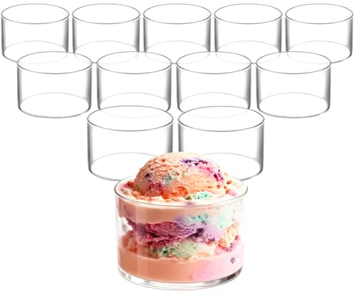 LDXDRU 12 dessertglas 200 ml tillverkade av glas glassbägare glas isskålar transparenta glasskålar för Tiramisu diskmaskinssäker