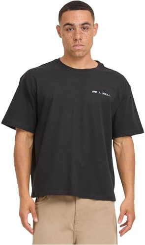 Mister Tee Maglietta da Uomo Cropped Oversize, Distressed Mary, in Cotone con Stampa Frontale e Posteriore, Casual Streetwear