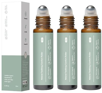 Olio per la dentizione, Rullo per un delicato sollievo dalla dentizione, Comodo rullo massaggiante con oli essenziali completamente naturali